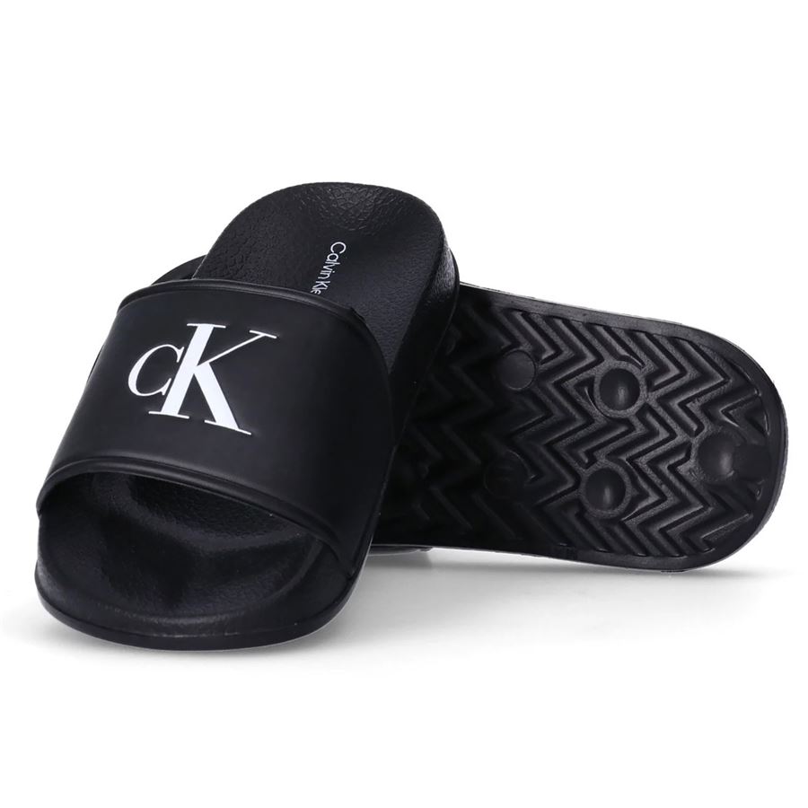 Ciabatte pool mono colore con logo iconico da bambino Calvin Klein | V3X0830321172999